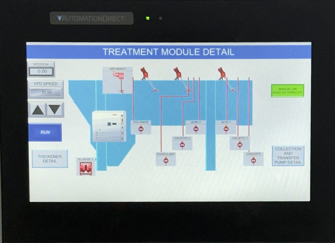 Treatment module schematic on a plant touchscreen